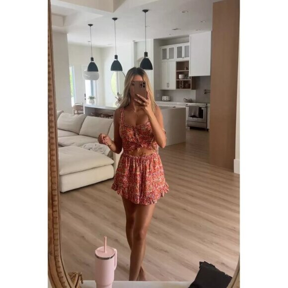 FREE PEOPLE Ellia Printed Set in Spring Blossom Combo Size X-Small NWT - Picture 2 of 16